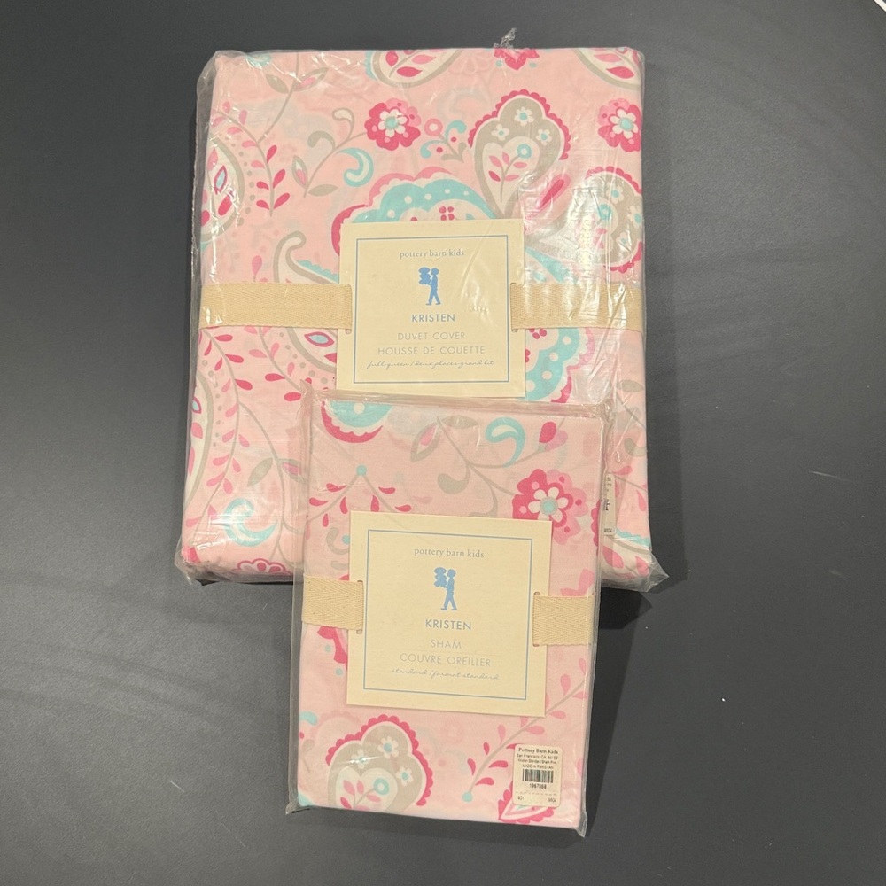 Pottery Barn Kids Kristen Pink Floral Paisley Duvet Cover & Sham